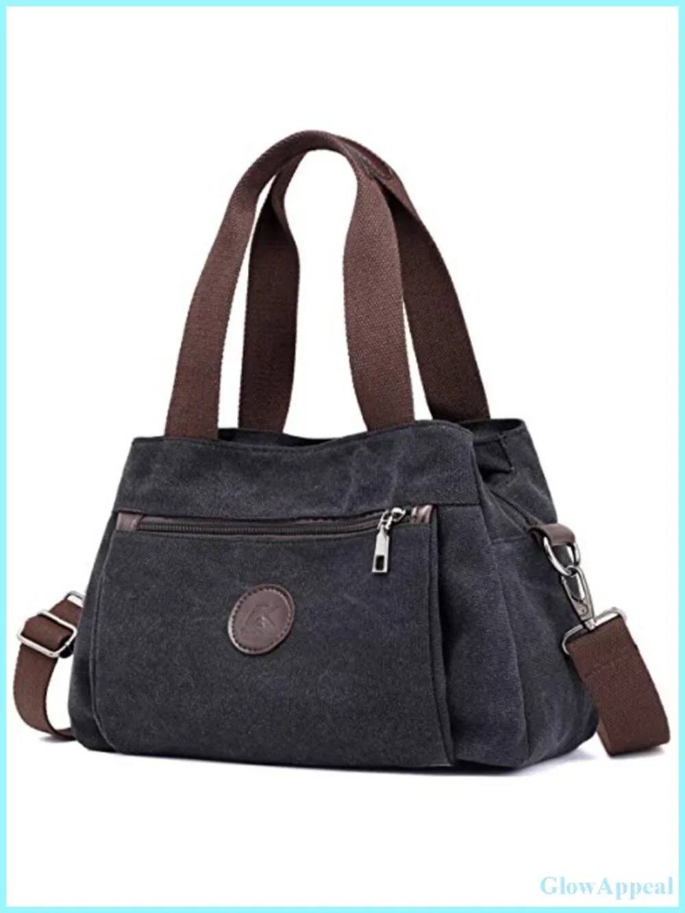 Canvas Hobo Crossbody Bag Women 3 Compartments Adjustable Strap